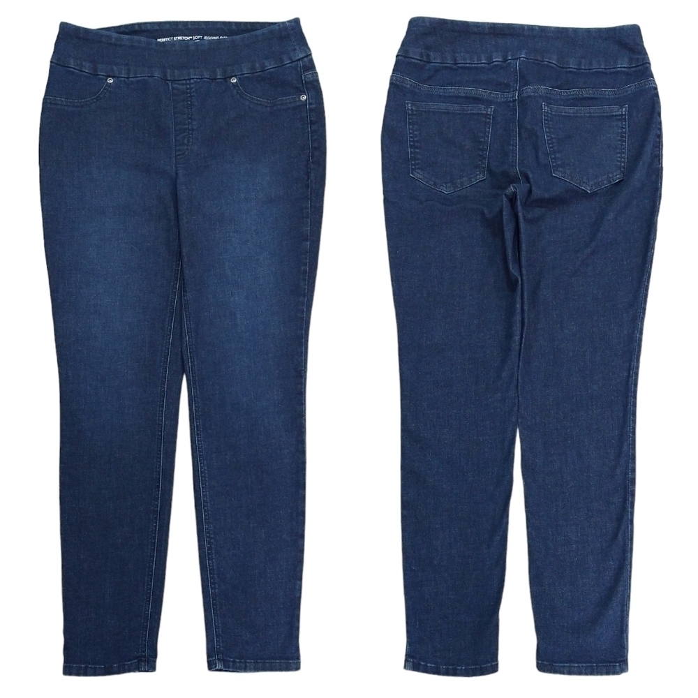Chico's Perfect Stretch Soft Jeggings Pull On Dark Wash Slim Fit Pockets Classic